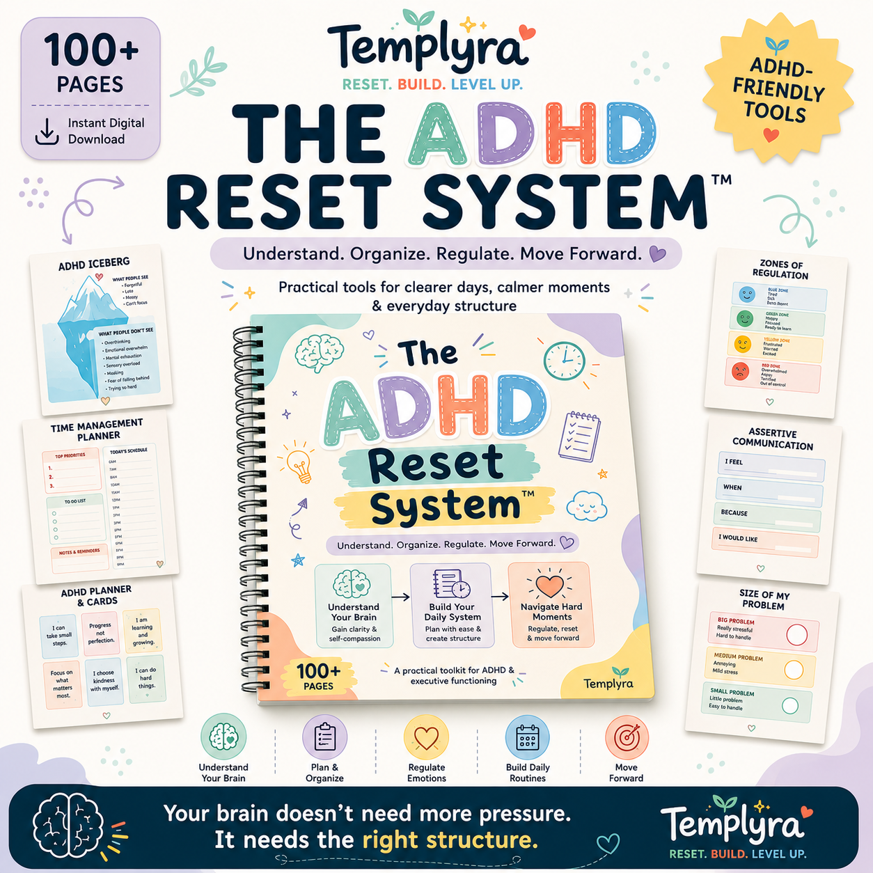 The ADHD Reset System™ — 100+ Page ADHD & Executive Function Toolkit